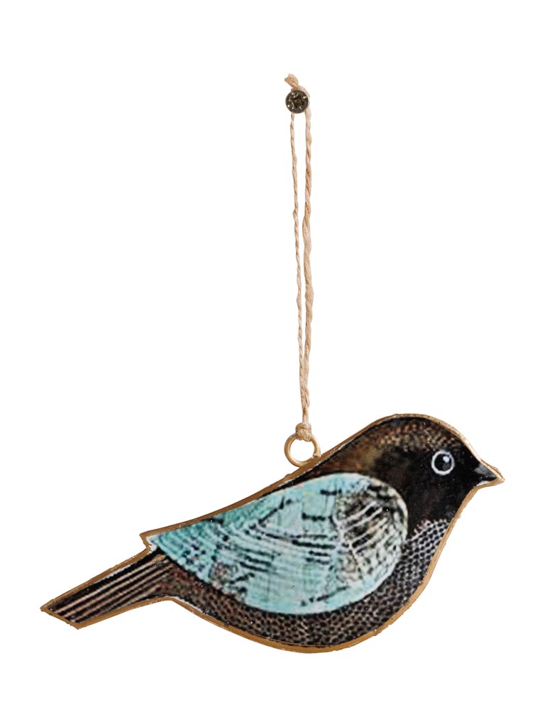 Bird hanging blue iron - 2