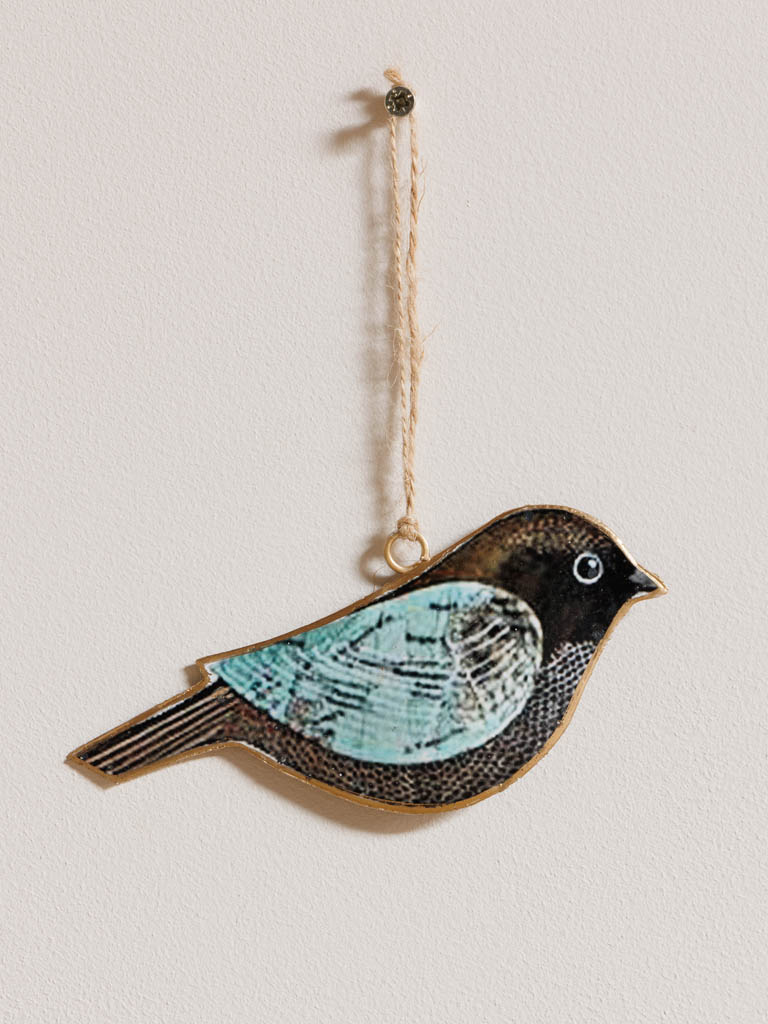 Bird hanging blue iron - 1