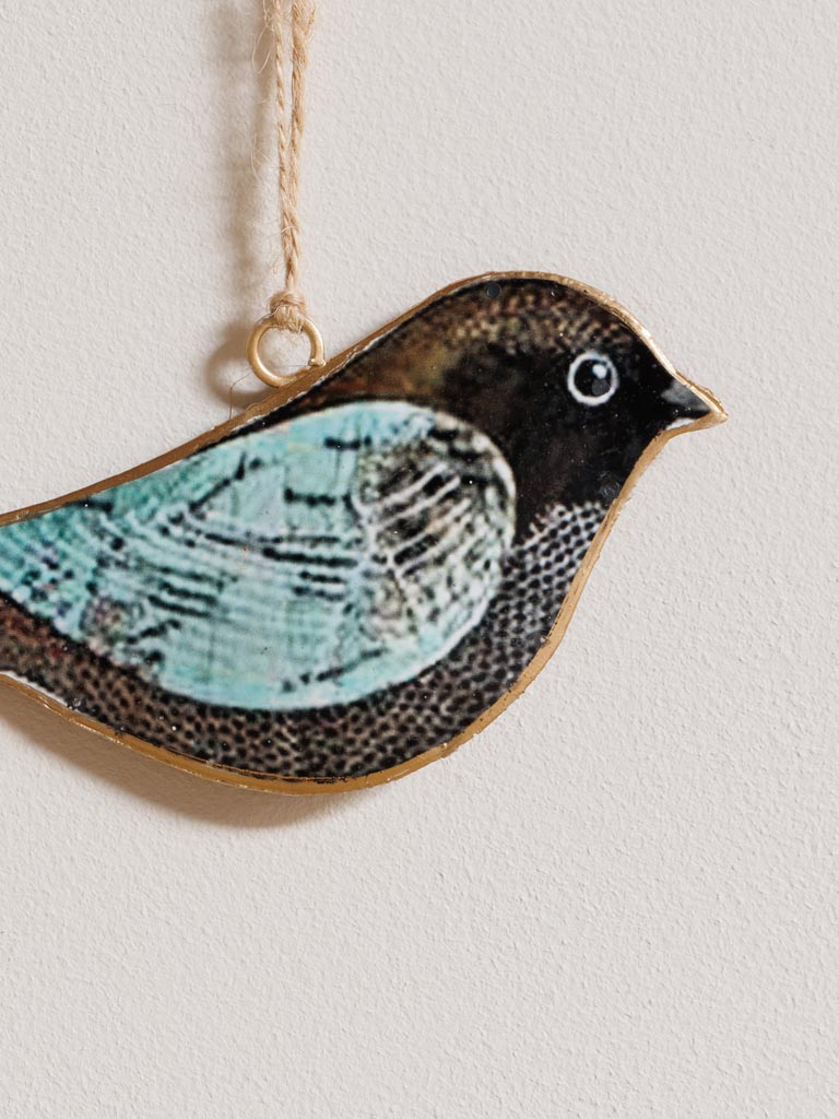 Bird hanging blue iron - 3