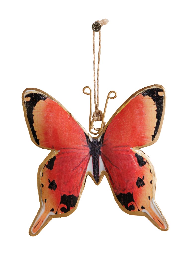 Suspension papillon fer rouge & noir - 2
