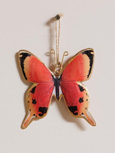 Suspension papillon fer rouge & noir