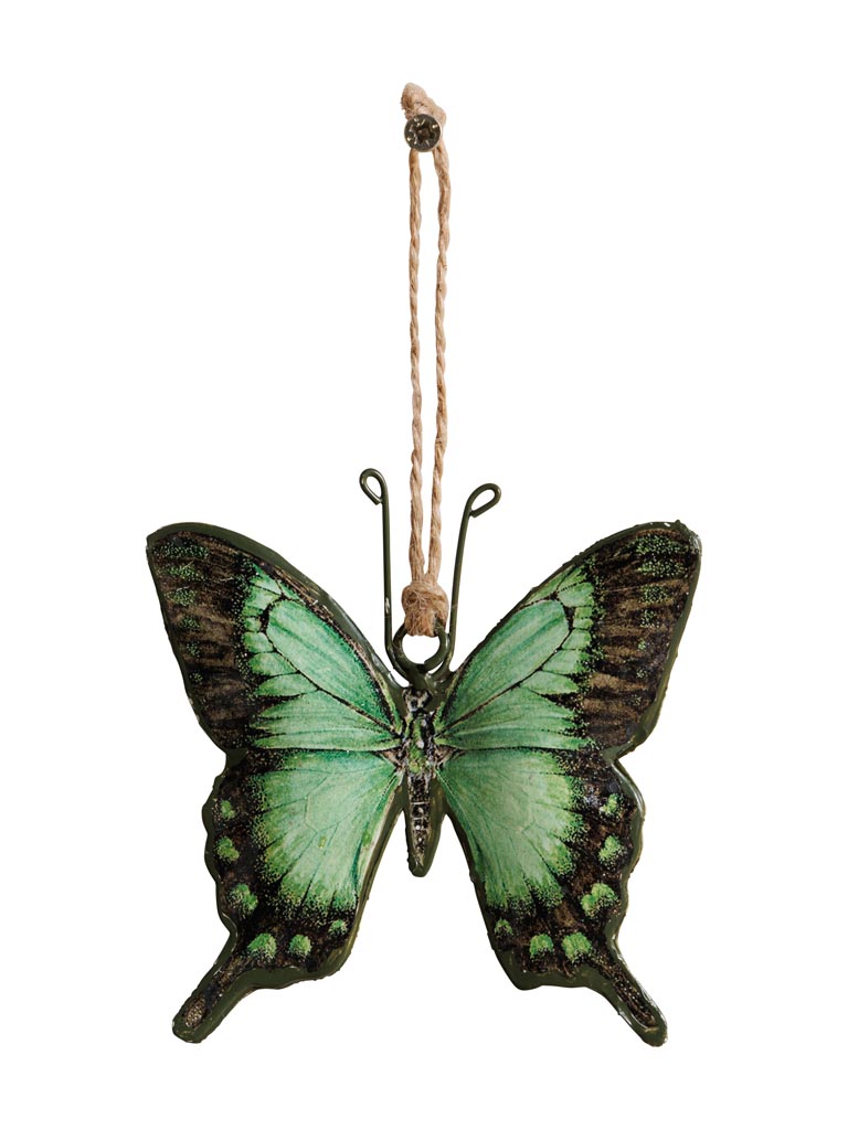 Suspension papillon fer vert & bronze - 2