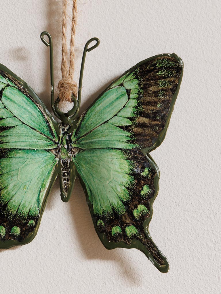 Suspension papillon fer vert & bronze - 3