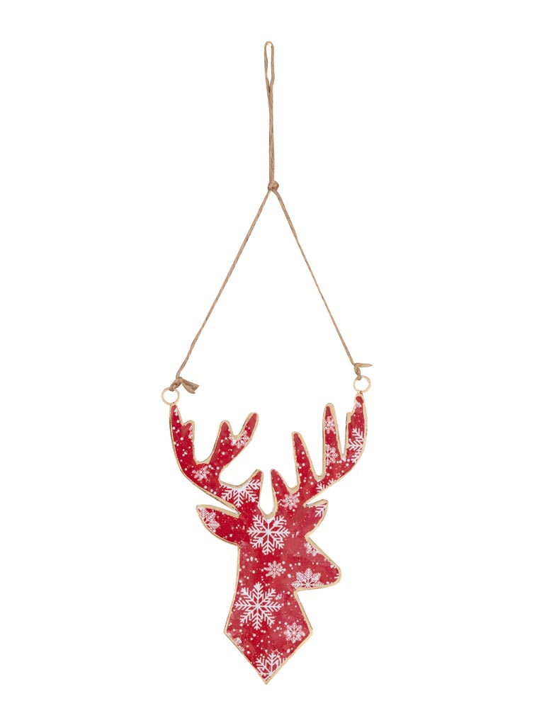 Suspension cerf rouge décor blanc - 2