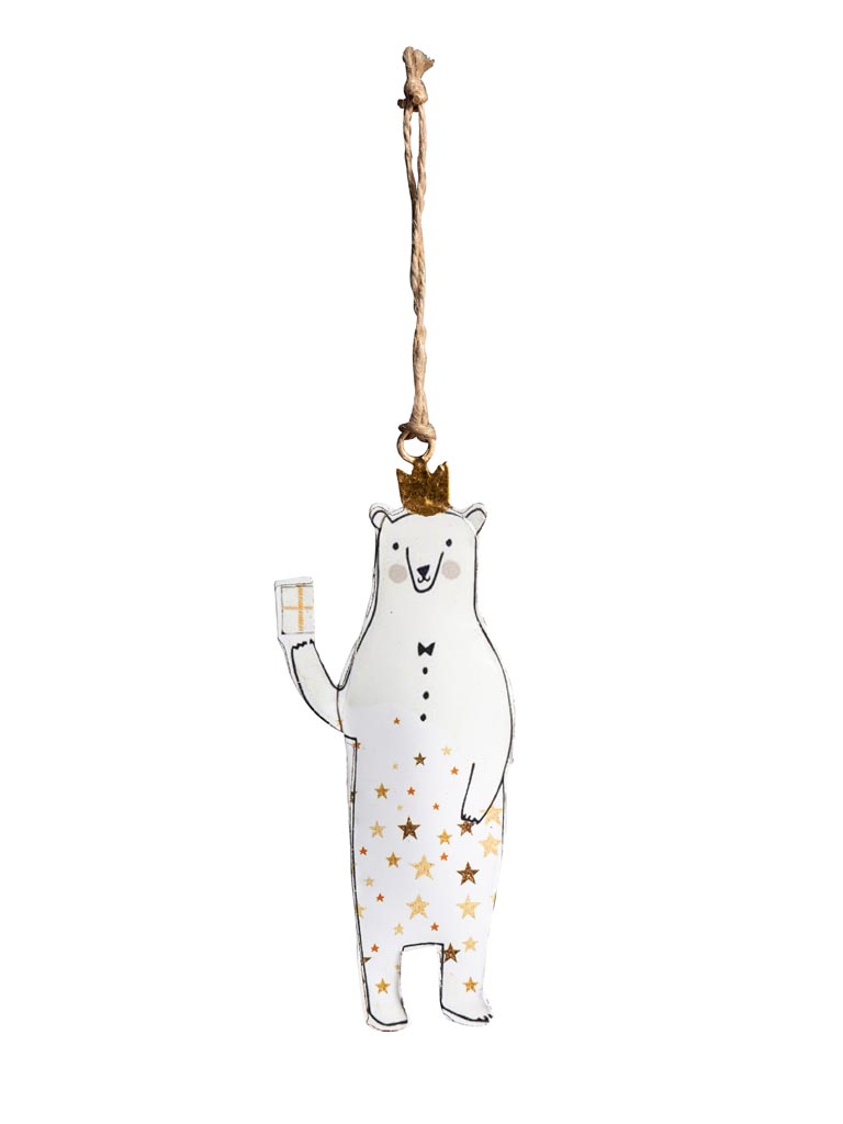 Hanging white bear with crown - 2