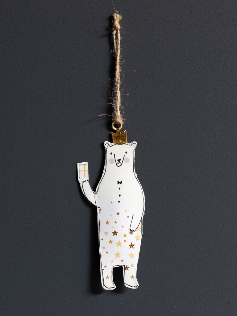 Hanging white bear with crown - 1