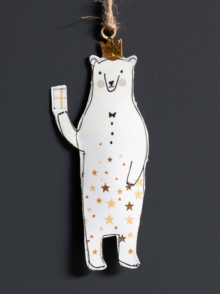 Hanging white bear with crown - 3
