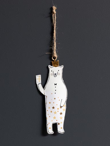 Hanging white bear with crown