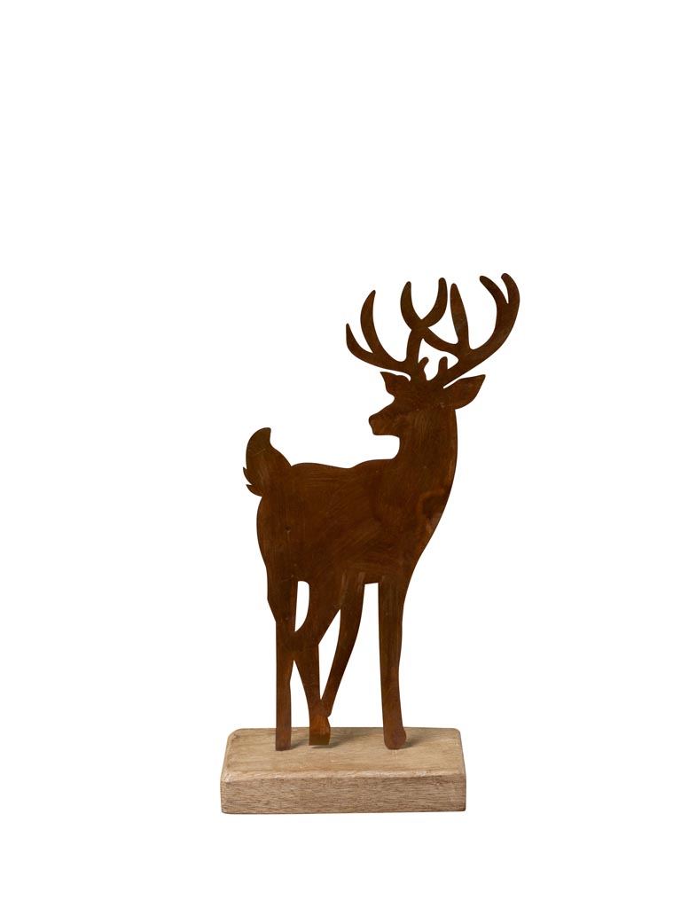 Standing rusty deer wooden base - 2