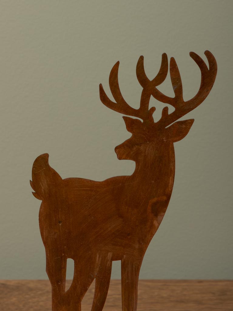 Standing rusty deer wooden base - 5