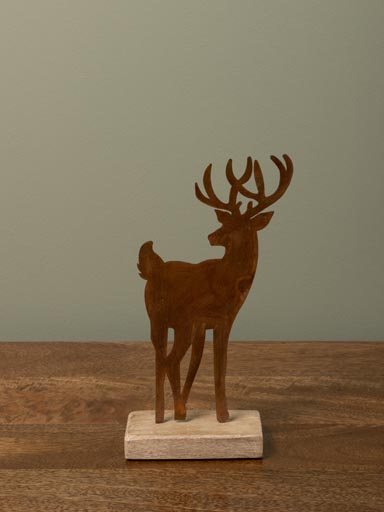 Standing rusty deer wooden base