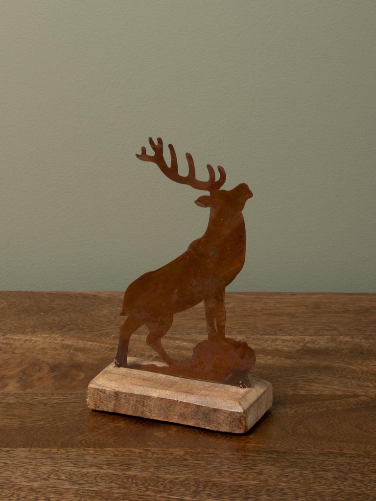Standing roaring deer rust patina - 3