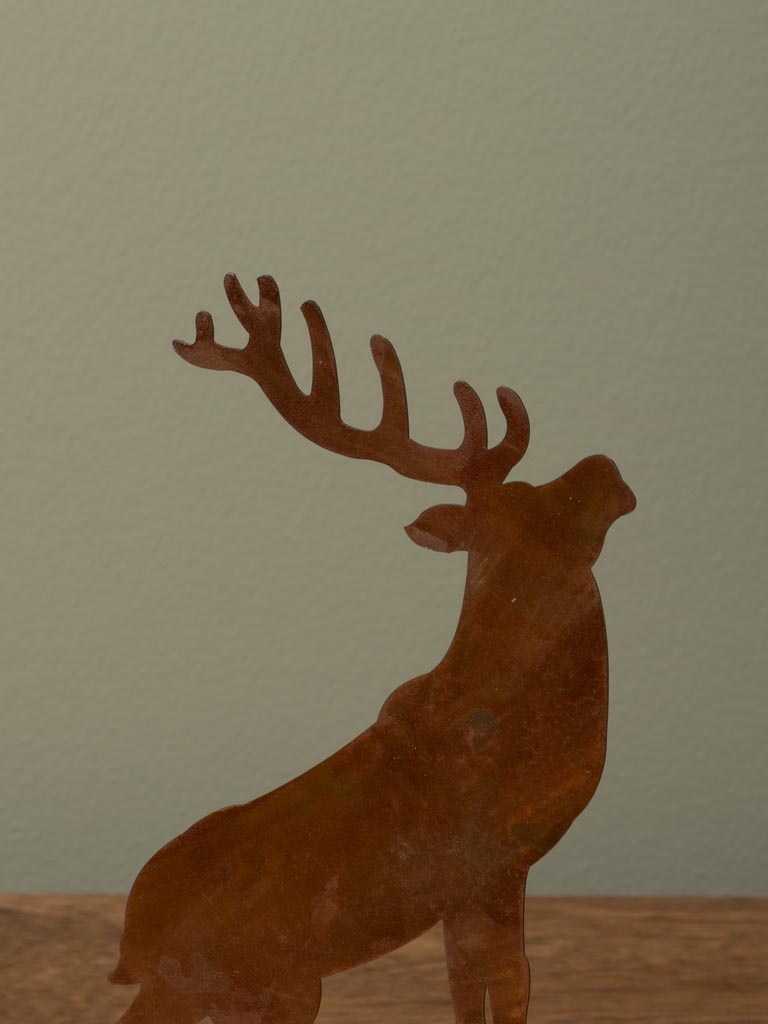 Standing roaring deer rust patina - 5