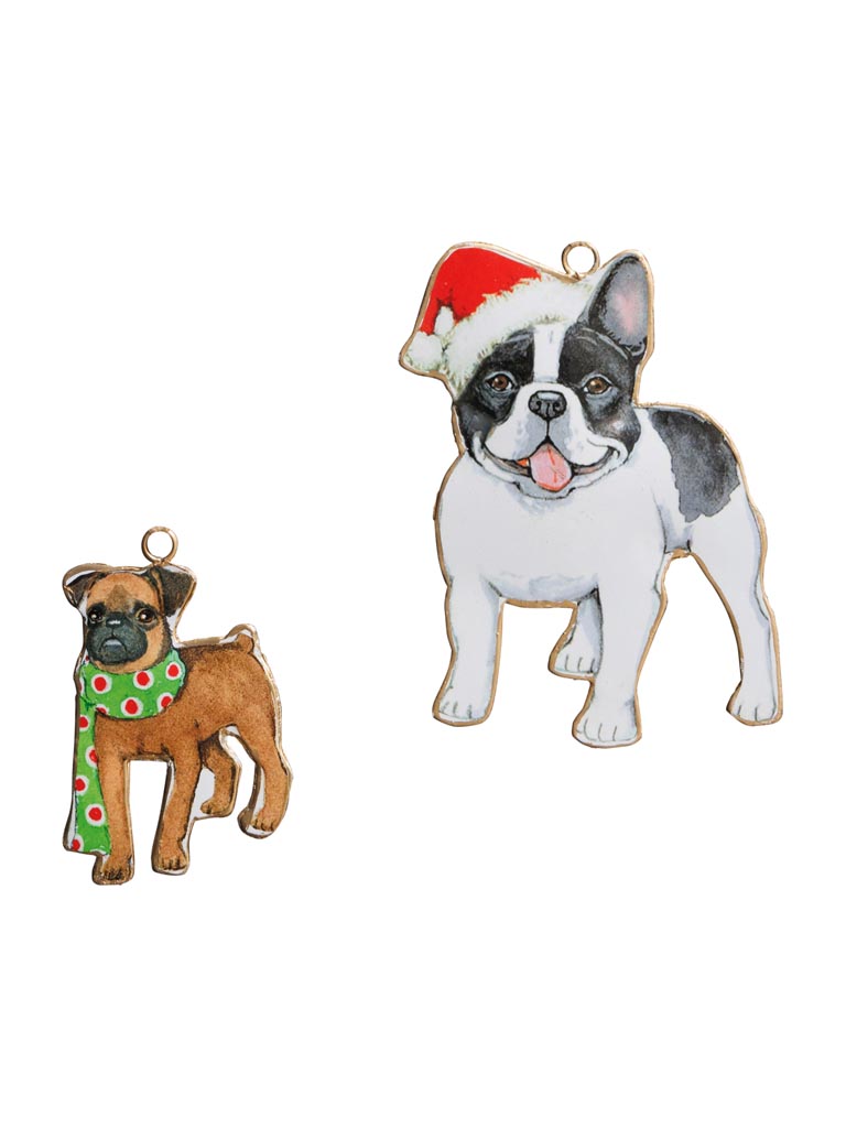S/2 hanging Dogs with Santa hat - 2