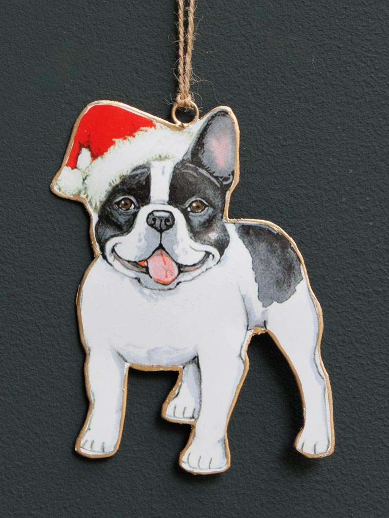 S/2 hanging Dogs with Santa hat - 4