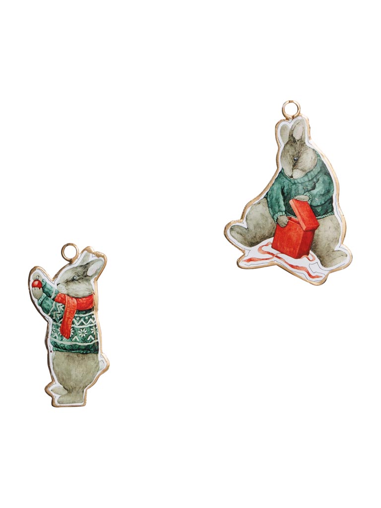 S/2 suspensions Lapins de Noel - 2