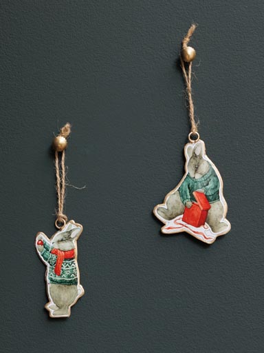 S/2 suspensions Lapins de Noel