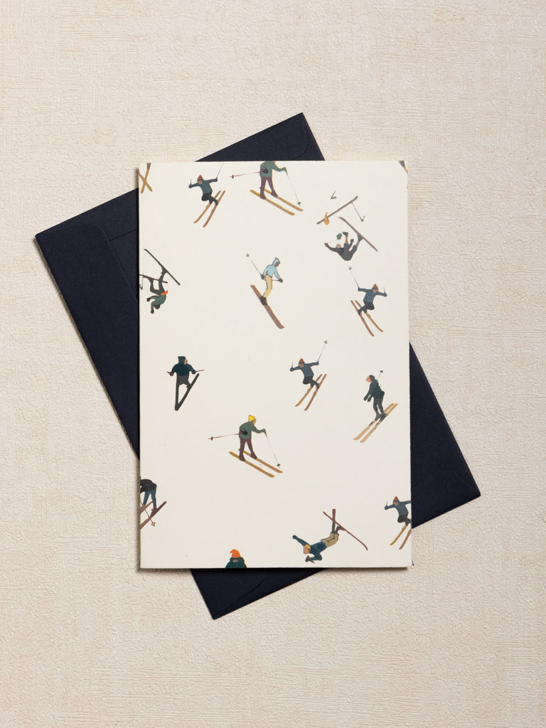 Postcard Skiers with enveloppe - 1