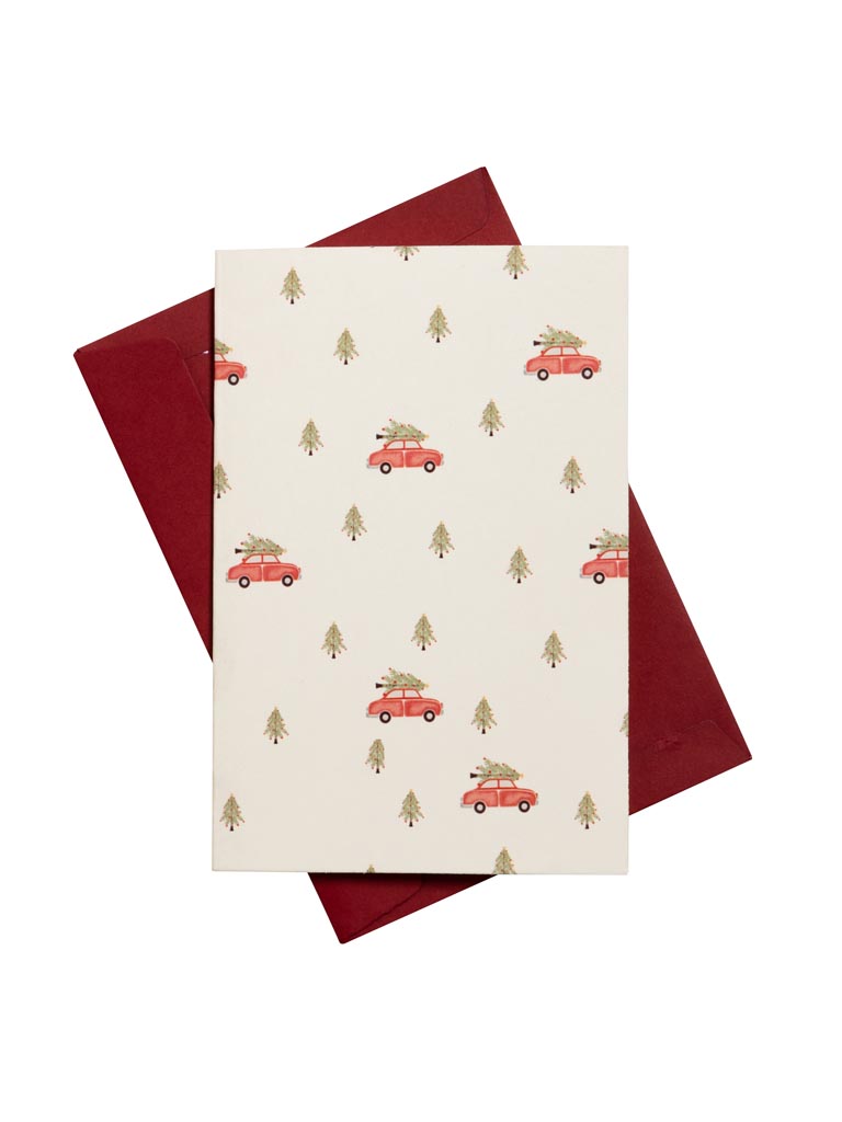 Postcard xmas tree on car with envelope - 2