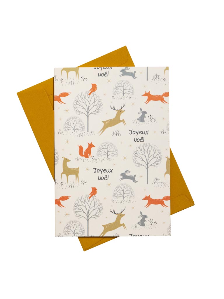 Carte Joyeux Noël en forêt et enveloppe - 2