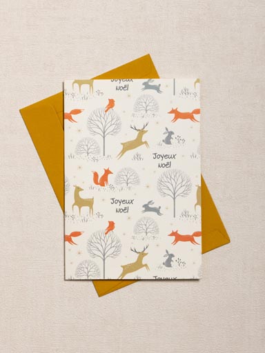 Postcard forest Joyeux Noël with enveloppe