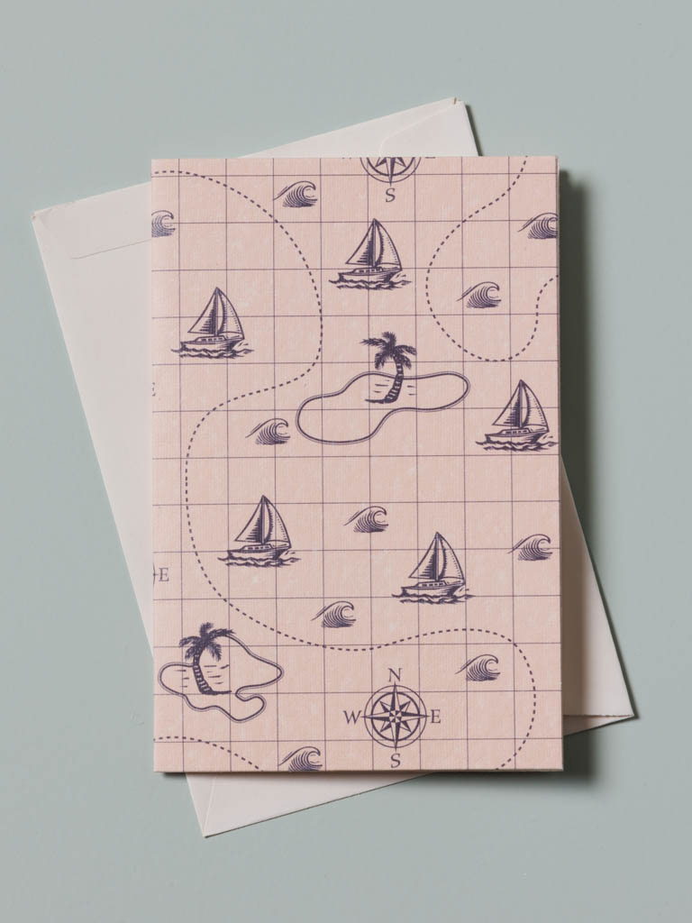 Carte postale carte maritime avec enveloppe - 1