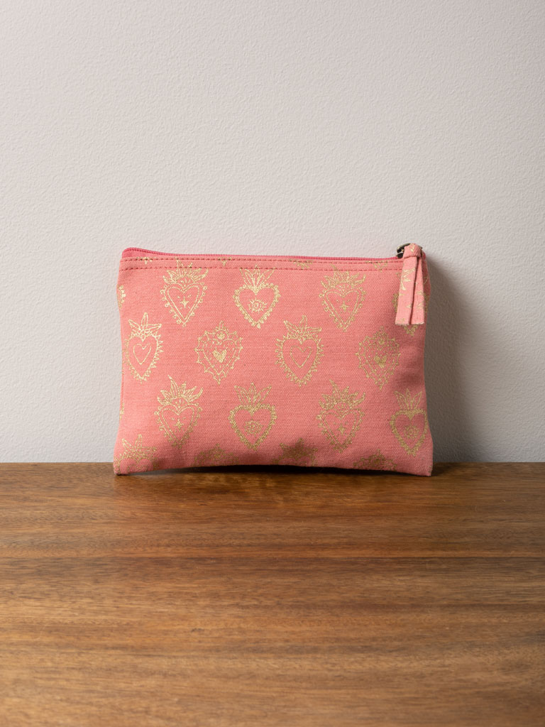 Small pink pouch with golden Ex-votos - 1