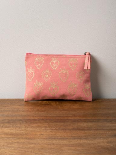 Small pink pouch with golden Ex-votos