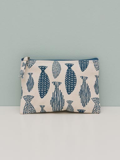 Pouch with blue fishes