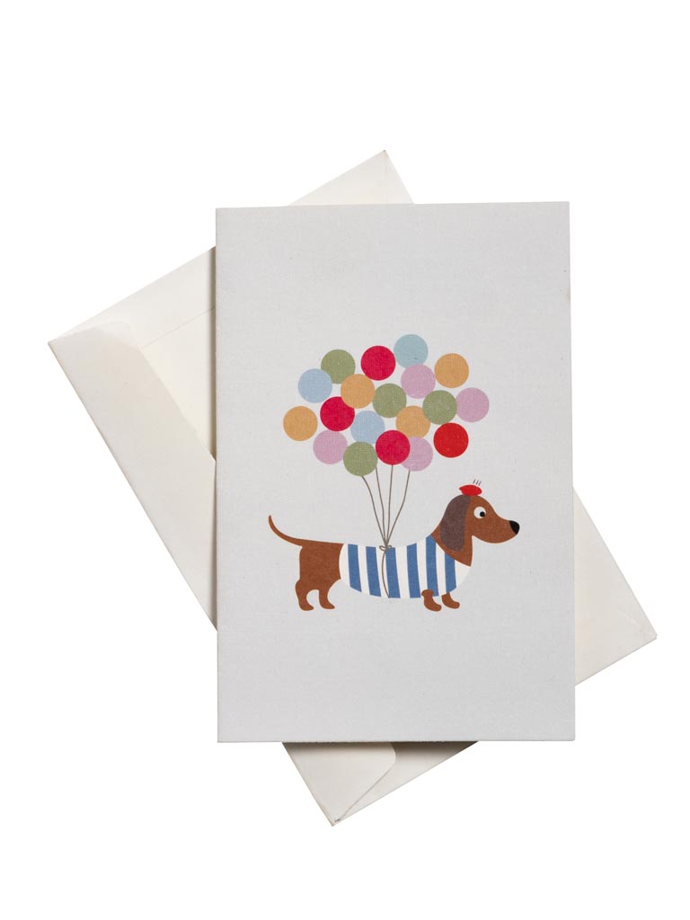 Postcard Dog and balloons with envelope - 2
