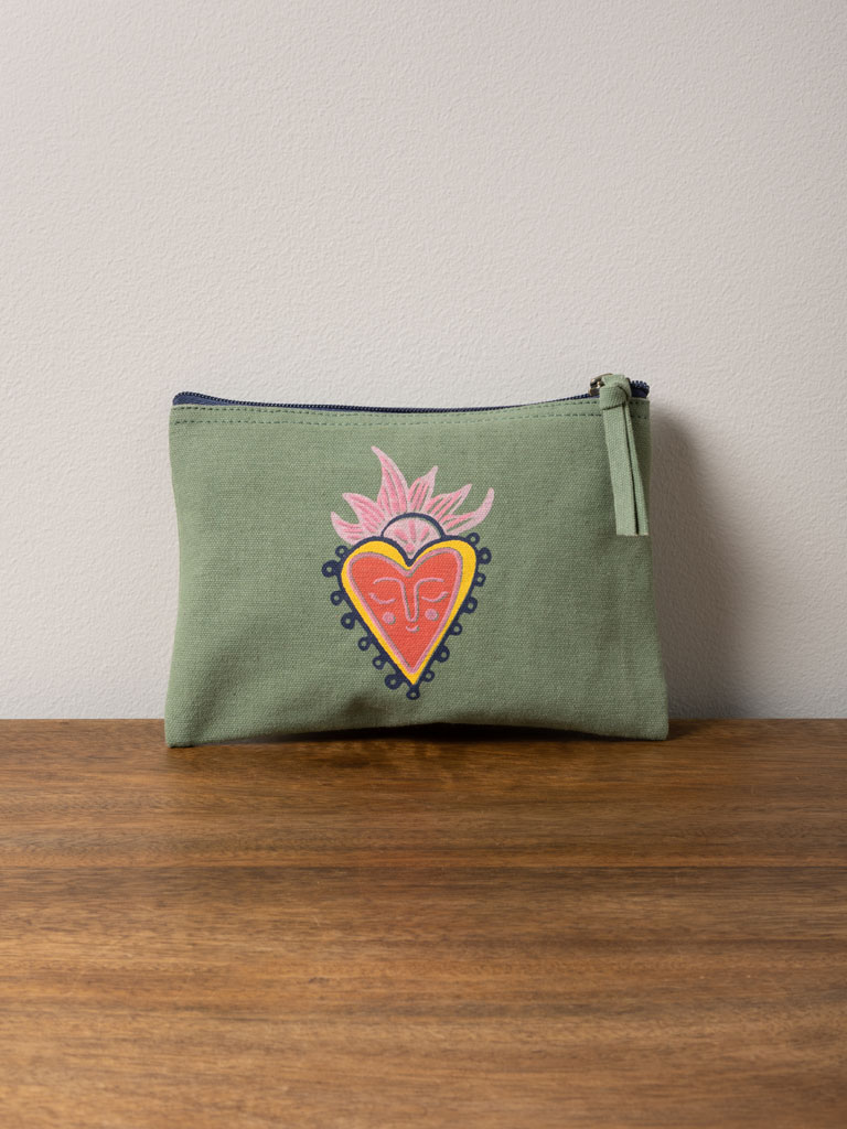 Khaki canvas pouch with colored Ex-voto - 1