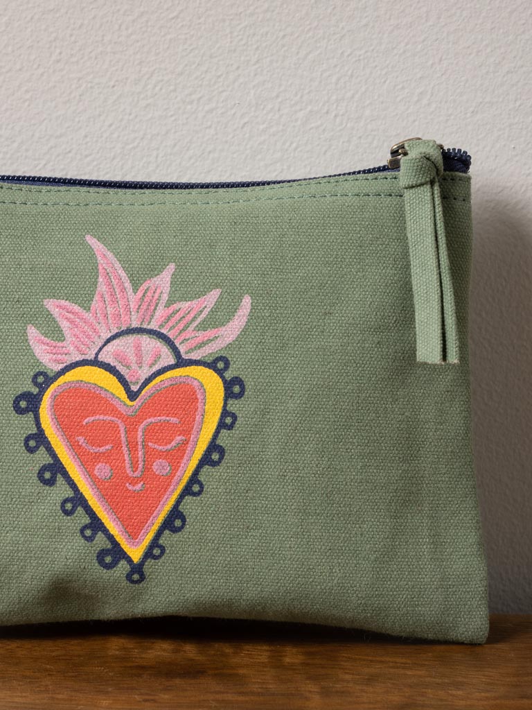 Khaki canvas pouch with colored Ex-voto - 3