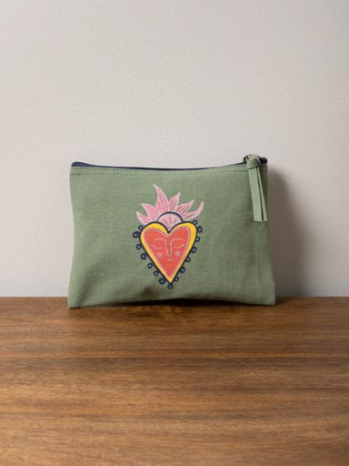 Khaki canvas pouch with colored Ex-voto