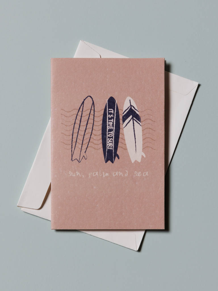 Carte postale avec enveloppe surf - 1