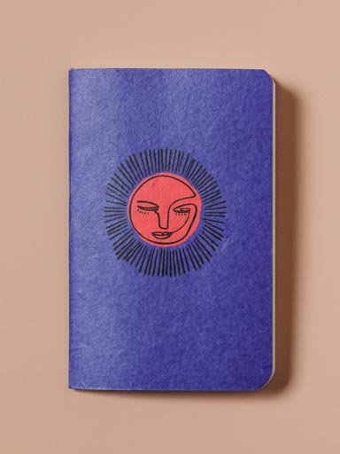 Small soft cover notebook Sun purple & orange