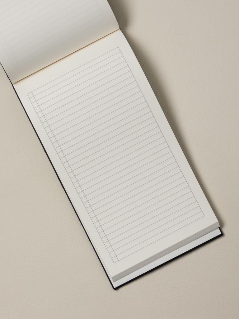 Black hard linen cover notebook Flower - 4