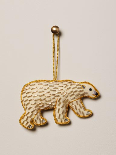 Hanging hand embroidered Polar Bear