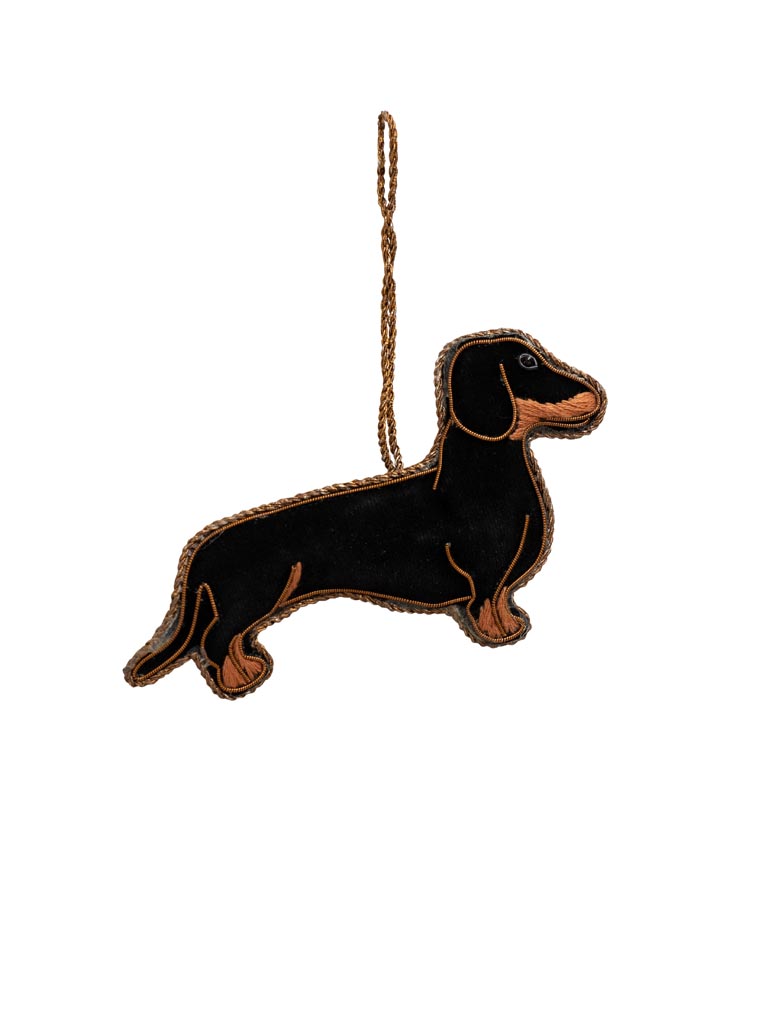 Hanging embroidered sausage dog - 2