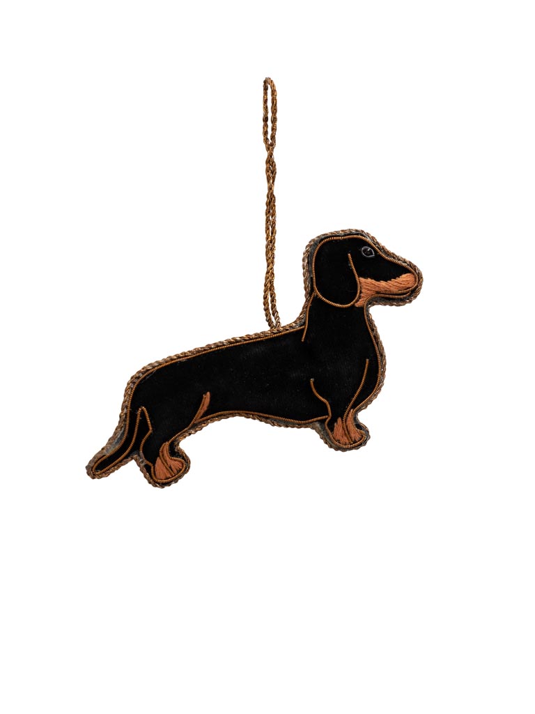 Hanging hand embroidered sausage dog - 2
