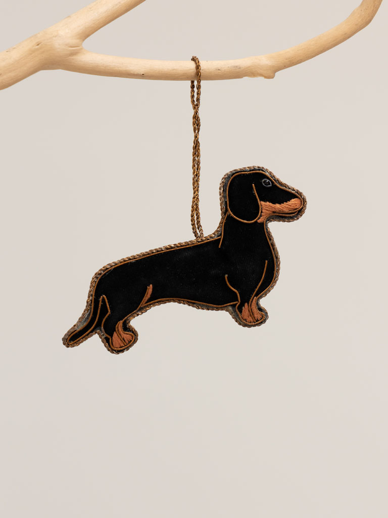 Hanging embroidered sausage dog - 1