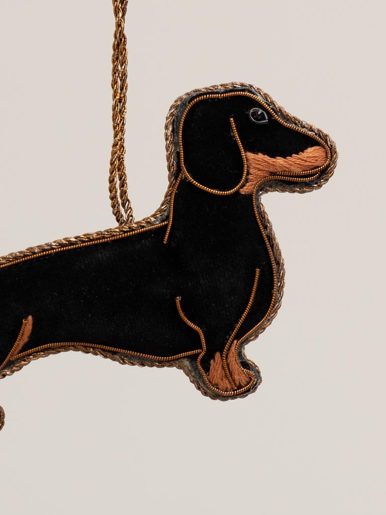 Hanging embroidered sausage dog - 3
