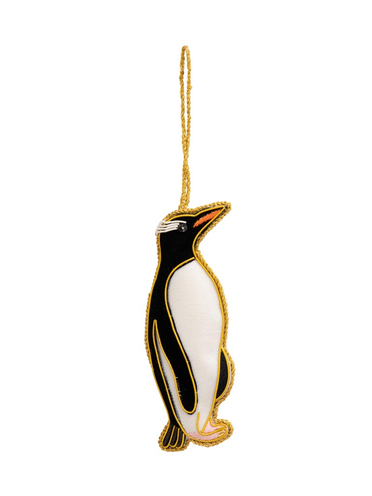 Hanging hand embroidered penguin - 2