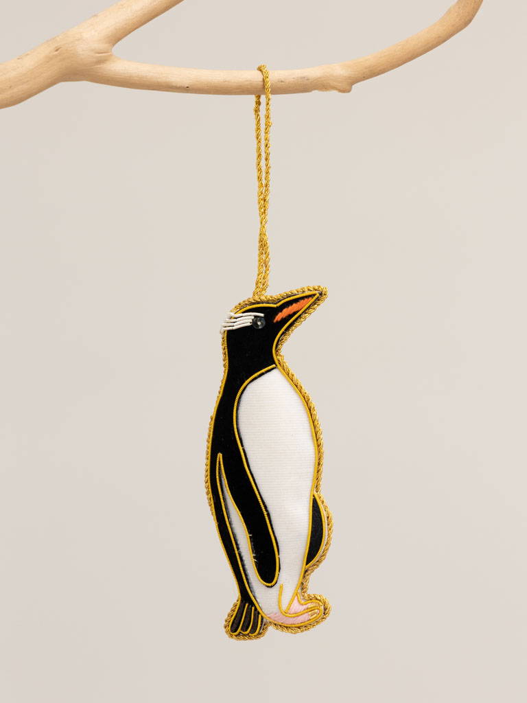 Hanging hand embroidered penguin - 1