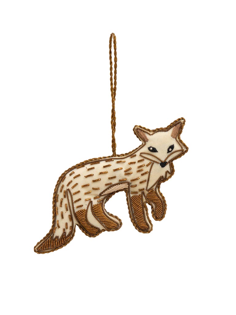 Hanging hand embroidered fox - 2