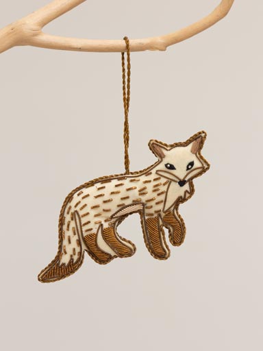 Hanging hand embroidered fox