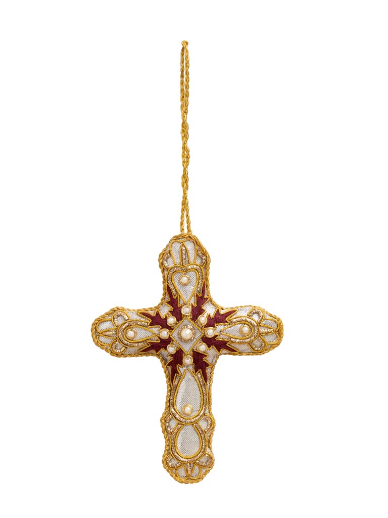 Embroidered hanging cross with sequins - 2