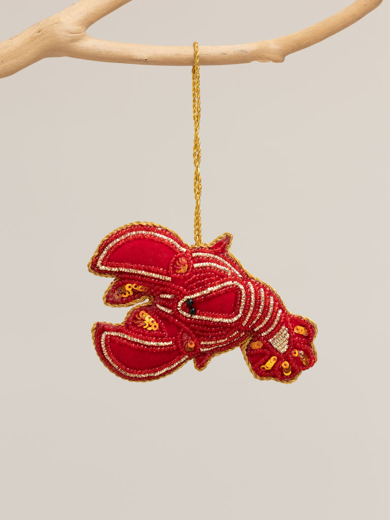 Hanging embroidered lobster with sequins - 1