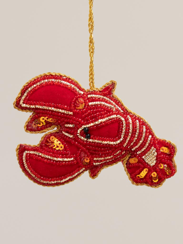Hanging embroidered lobster with sequins - 3
