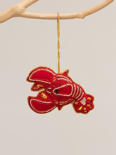 Hanging embroidered lobster with sequins