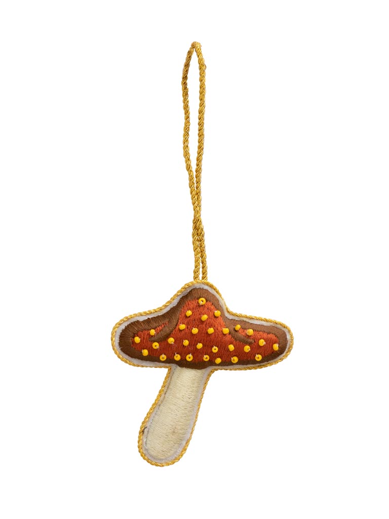 Hanging emboidered mushroom with sequins - 2